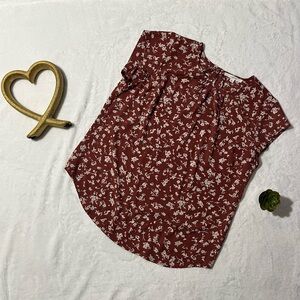 Fun 2 Fun Maroon Floral Blouse